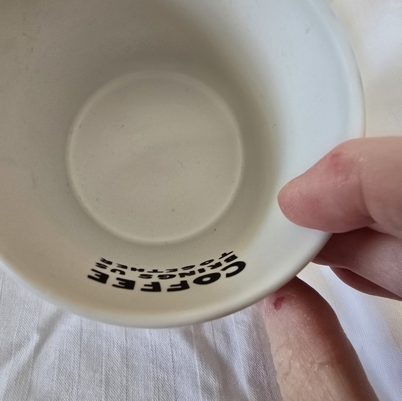 White Coffee Mug From Starbucks with Green Design - Picture 2 of 5